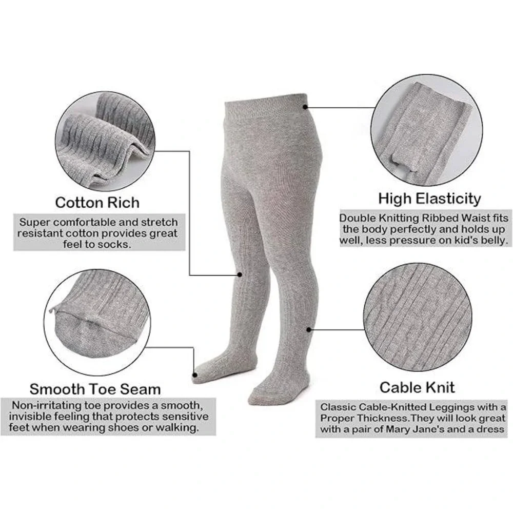 Set of 3 EPEIUS Baby Girl 12-24 Months Tights Thick Cable Knit Leggings Stocki